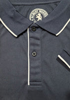 Solid Navy Blue Men's Polo Shirt with White Accent Stripe