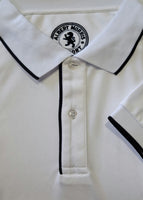 Men's White Polo Shirt with Navy Accent Stripe