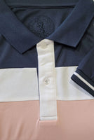 Navy and Pink Color Block Men's Polo Shirt
