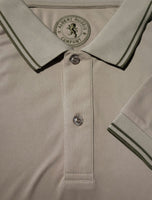 Khaki Men's Polo Shirt with Olive Accent Stripes