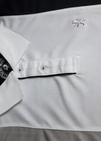 White, Black, and Gray Color Block Polo Shirt