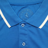 Blue Men's Polo Shirt with Single White Accent Stripe