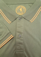 Olive Men's Polo Shirt with Deep Yellow Accent Stripes