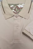 Tan Men's Polo Shirt with Brown Accent