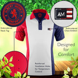Best Man Red, White, and Blue Color Block Men's Polo Shirt